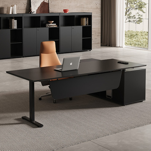 <span class=keywords><strong>Bureau</strong></span> de direction moderne à hauteur réglable avec élévateur électrique, construction en acier inoxydable et bois, pivotant/extensible/convertible - Product Image 3