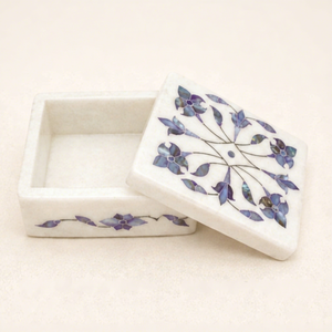 Stonecrafts International Blue Mother Pearl Florals Pattern Modern Style Jewelry Storage <b>Box</b> for Worldwide Supply Elegant - Product Image 1