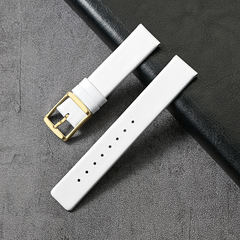 Pin Wale White+Gold Buckle