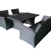PLWICKER Langet Ensemble de salon de jardin moderne pliable 4 pièces en rotin, mobilier d'extérieur fabriqué au Vietnam, emballé en carton