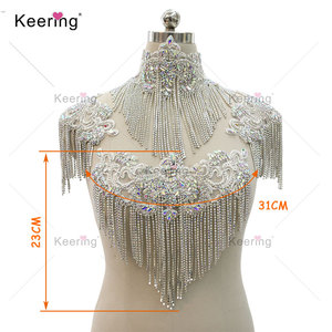Apliques de encaje con cuentas de boda ostentosos decorar en vestido de novia hombros - Product Image 2