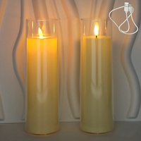 Lumière de bougie acrylique menée rechargeable par USB de scintillement sans flamme électrique de faux événement de mariage