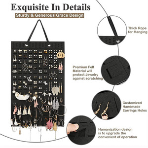 Fabric Felt <b>Hanging</b> Bag for Earring <b>Wall</b>-Mounted Jewelry <b>Storage</b> Including Necklace Ring for Organizing <b>Wall</b> <b>Storage</b> - Product Image 3