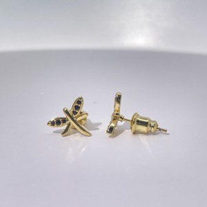 Tianyu Gems Classic and Stylish Black Round Dragonfly-Shaped Brass-Plated Gold <b>Stud</b> <b>Earrings</b> with Zircon for Women - Product Image 4