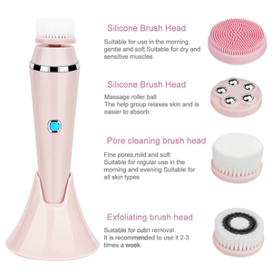 Oem đ<span class=keywords><strong>a</strong></span> chức năng IPX7 Silicone không thấm nước làm sạch da mặt quay bàn chải có thể sạc lại Exfoliator xoay mặt bàn chải massage - Product Image 3