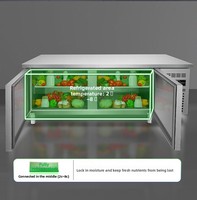 Table réfrigérée Gastronorm pour préparation de sandwichs, 2 portes, 8 bacs, refroidissement par ventilateur, plan de travail en acier inoxydable 304, pour le marché européen