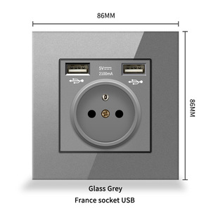 ปลั๊กไฟฝรั่งเศสแบบมีพอร์ต USB 5V 2100mA สีขาว ขนาด 86 มม. สไตล์มินิมอล รองรับ Wi-Fi กระจกนิรภัย ควบคุมผ่านแอป Smart Life - Product Image 4