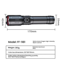 Projecteur LED personnalisable en alliage d'aluminium, étanche IP65, rechargeable par USB, à focalisation réglable, portée de faisceau 1000M+, CRI 90 élevé, 2000 Lumens