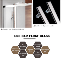 Porte de douche à rouleaux avec écran de salle de bain sans verre, clips sans verre