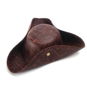 Chapeau de <span class=keywords><strong>pirate</strong></span> vintage SOLPOP pour Halloween, accessoires de fête, tricorne marron pour femmes, costume de Jack en cuir synthétique pour hommes - Product Image 2