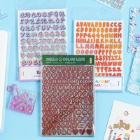 GF Vente à Chaud Autocollant Alphabet de Couleur Dégradée Kawaii Personnalisé Planificateur Scrapbook Décoratif PVC Ombre Lettre Chiffre Autocollant