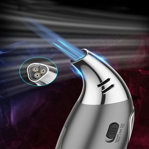 2024 nouveautés forte coupe-vent conception personnalisée Triple flammes rechargeable Cigarette polyvalent BBQ incliné torche briquet - Product Image 2