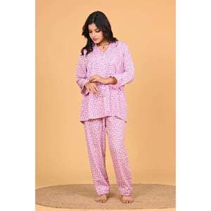 Cotton Floral Printed Nightwear Pajama Set for Women Soft Lightweight Comfortable Sleepwear Ladies Casual Homewear Two Piece Set - Product Image 3