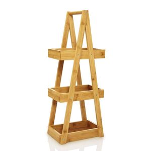 Wood Bathroom <b>Stand</b> up Caddy Basket 3 Tier Standing Shower Organizer Shelf with Handle Bamboo Shower Caddy <b>Corner</b> for Bath - Product Image 4