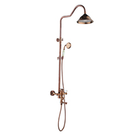Ensemble de robinets de douche pluie antiques avec douchette à main en laiton, mitigeur mural pour salle de bain, kit de douche