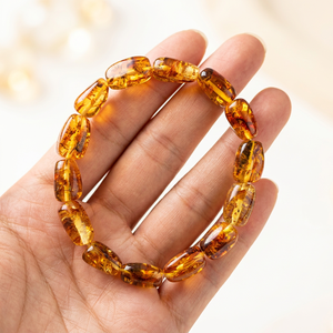 ขายส่งกำไลข้อมือลูกปัดอำพันสีเหลืองธรรมชาติขนาด 13*10 มม. สำหรับขาย - Product Image 1