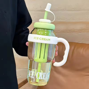 Plastic Cute Cup Plastic Water Bottle Large Capacity Portable <b>Straw</b> Cute Belt <b>Straw</b> Water Bottle Sports Bottle Fashion Cup - Product Image 6
