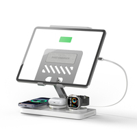 Station de charge de bureau en alliage d'aluminium 5 en 1, charge rapide 15W, support rotatif pliable, tablette, téléphone, montre, câble