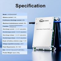 JK-BD4A24S4P BMS intelligent 4S-24S 24V-72V 40A 0.4A Équilibrage actif LiFePO4/Li-ion/LTO Gestion de batterie /Can/Rs485 80A de crête