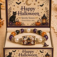 Nouveau bracelet unisexe en pierres naturelles, best-seller transfrontalier, avec pendentifs fantaisie chapeau de magicien et fantôme, idéal pour un anniversaire