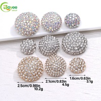 Kancing Logam Paduan Seng Lapis Berlapis Kristal Rhinestone Ukuran 15mm 25mm Gaya Mewah Buatan Tangan Grosir, Dapat Dicuci dengan Mesin
