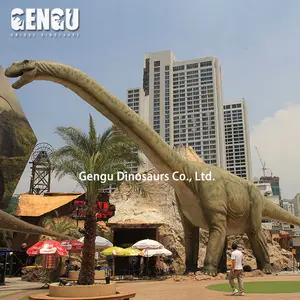 Figura animatronica da estátua do dinossauro ao ar livre, tamanho da vida