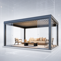 Pergola à toit à lames motorisé, réglable électriquement, en aluminium, avec revêtement poudré, robuste, à conception personnalisée pour