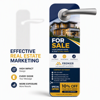 Affiche publicitaire immobilière efficace à suspendre à la poignée de porte, personnalisée en papier perforé, pour la promotion de l'immobilier dans les quartiers