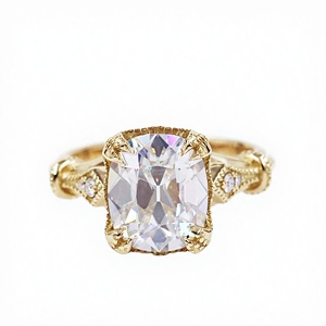 <span class=keywords><strong>Anello</strong></span> di fidanzamento da donna Tianyu Gems all'ingrosso <span class=keywords><strong>personalizzato</strong></span> in oro giallo puro 14k/18k con moissanite taglio cushion Old Mine - Product Image 1