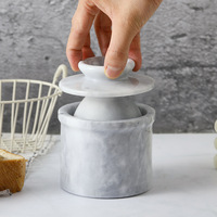 Pot à beurre en marbre fait main, écologique, étanche et durable, avec couvercle en marbre, design français pour comptoir de cuisine