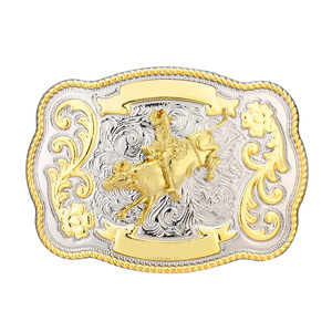 40 mm tweekleurige westerse cowboyriemgesp van legering met dierenmotief van eland en ridder voor heren, lederen jeansaccessoires - Product Image 6