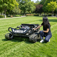 Tondeuse à gazon télécommandée sur chenilles, désherbeuse pour allées d'arbres fruitiers, machine de défrichage pour terrasses montagneuses, type autotracté