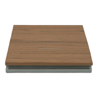 Planche de terrasse en composite bois-plastique co-extrudé - Design lisse à emboîtement - Grain de bois en relief 3D - Imperméable - Antidérapant