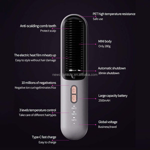 Cepillo Alisador <span class=keywords><strong>de</strong></span> Cabello 2 en 1, Inalámbrico, Calentamiento Rápido, Portátil, Rizador Caliente, Carga USB - Product Image 4
