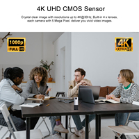 360 Derece 4 Kameralı Lensli Web Kamerası Yapay Zeka Otomatik Takip Özelliği, Mikrofon ve Hoparlörlü 5MP USB Bilgisayar Web Kamerası Uzaktan Kumandalı