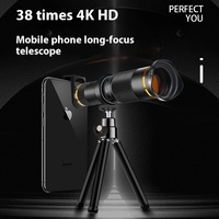 Téléobjectif portable 38X, monoculaire 20X, jumelles à zoom élevé pour concerts en plein air et photographie, prisme Bak4, télescope pour téléphone portable en plastique