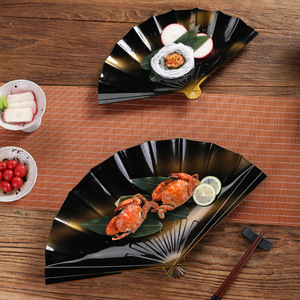 Plato en forma de abanico con diseño de doble espada, plato para sushi, bandeja en forma de abanico, plato de postre creativo y hermoso para comida japonesa y coreana - Product Image 1