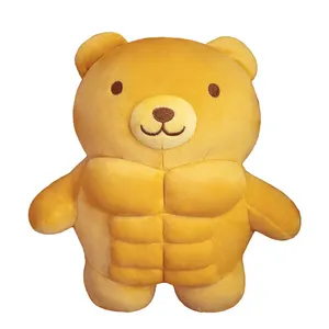 New design custom available soft doll stuffed muscle bear toys promotional bread plush muscle animals pig bear lion toy