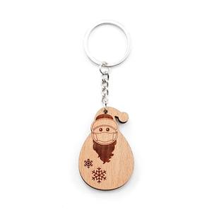 Porte-clés de Noël en bois décoration en bois pendentif cerf créatif arbre de Noël porte-clés accessoires en bois - Product Image 1