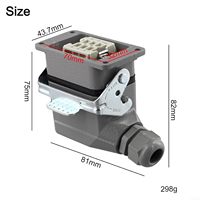 Connecteur rectangulaire industriel robuste à 6 broches, prise de machine à 6 cœurs, boîtier en aluminium, contact en cuivre pour les applications de ligne latérale