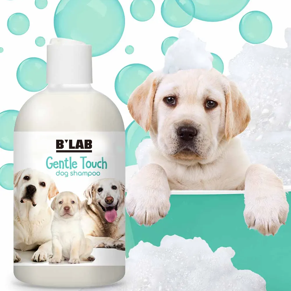 Özel etiket organik yumuşak dokunuşlu evcil hayvan şampuanı köpek şampuanı her yaş için ve aşamaları