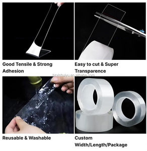 Rõ ràng <span class=keywords><strong>Nano</strong></span> Băng mạnh mẽ hai mặt nhiệm vụ nặng nề có thể tháo rời Acrylic áp lực lưu trữ nhà tường trang trí duy trì cố định - Product Image 4