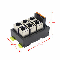 AOSI Carte de dérivation bus 6 voies, bornier RJ45 vers 8P8C, connecteur à ressort, montage sur rail DIN, modules Ethernet et de communication