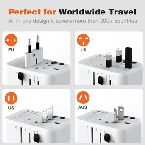 Worldplug 4 In 1 Internationale Outlet Adapter Wereldwijd Europese Uk Smart Travel Plug Adapter Met Usb Type C Wandlader