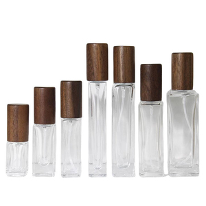 Empty Rectangle Screw 3ml 5ml <b>10ml</b> 20ml 30ml Cosmetic Packaging square Glass Perfume <b>Bottle</b> with Wood Cap - Product Image 5