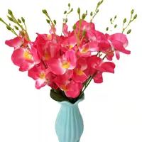 YIWAN-flores artificiales de seda de orquídeas, 5 tenedor personalizado de fábrica, mariposa de látex, orquídea Artificial para decoración de boda