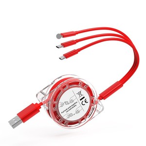 Cable de carga retráctil 3 en 1, 1m, USB a Lightning, Micro USB tipo C, para teléfonos Apple, Android, Huawei, Cable de sincronización de datos - Product Image 1
