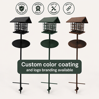 JH-Mech Cage robuste en forme de maison à hauteur réglable avec piquet de sol stable et poteau d'alimentation pour oiseaux en acier au carbone