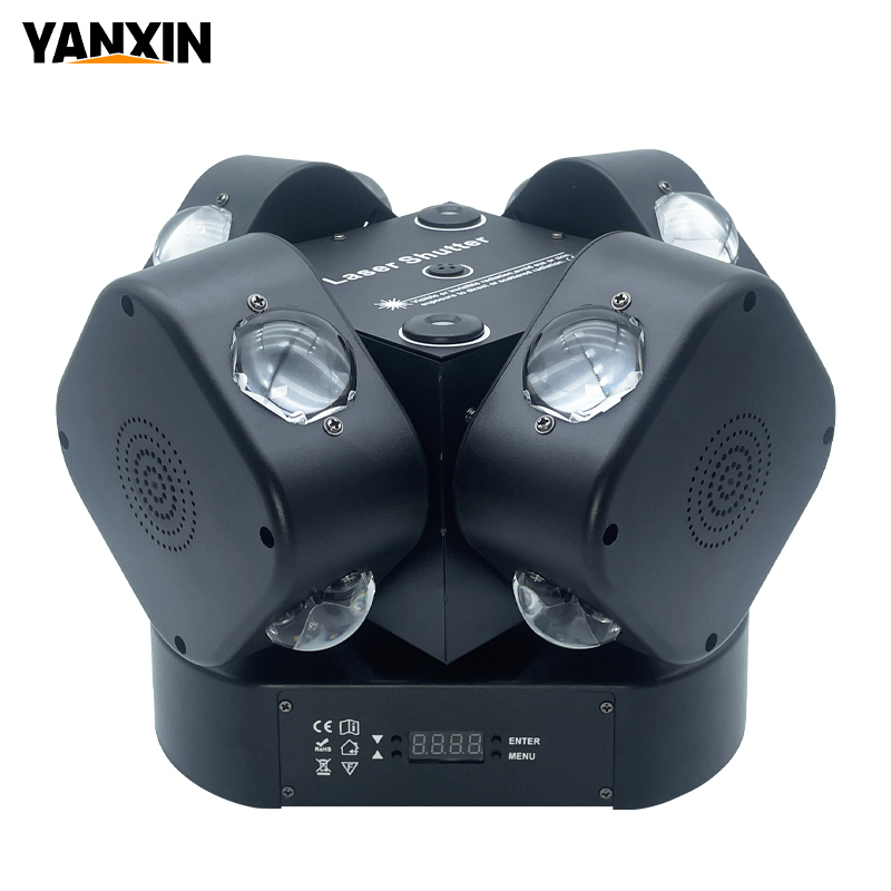 Four Rotating Heads Beam Laser RGB LED Stage Light DMX512 Sound Activated Party Lighting for Wedding Nightclub Event