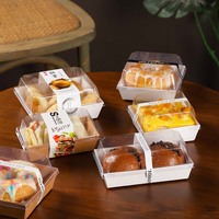 Boîte d'emballage pour sandwich à couvercle transparent Bouffée Gâteau Pain Cuisson Dessert Hamburger Emballage Boîtes en papier Kraft